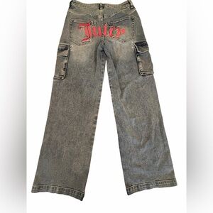 Y2K Juicy Couture Cargo Pants Pink  Detail on back embroidered low rise wide leg